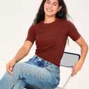 BAMBOO COOL Women's Seamless Tight T-Shirts Slim Fit Basic Ribbed Tees Short Sleeve Crew Neck Top (M)