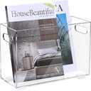 Crystal Clear Acrylic Magazine Holder,Space Saving Magazine Rack, Book Basket, Storage Organizer Bin for Living Room, Bathroom, Home Office, Newspapers
