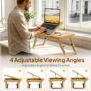 Bamboo Laptop Desk for Bed, Height & Angle Adjustable Foldable Lap Desk