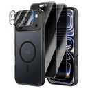 [3 in 1] Magnetic for iPhone 17 Pro Case, Pics Privacy Screen Protectors and 1 Pic Camera Protector, Fit for MagSafe, Military Grade Shockproof Translucent Matte 17 Pro Cover 6.3" (Black)