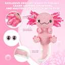 MOREJMTT Crochet Kit for Beginners, Learn to Crochet, Include Easy Knitting Soft Yarn, Step-by-Step Video Tutorial, Hook, Holiday Birthday Gift for Adults (Happy Axolotl)