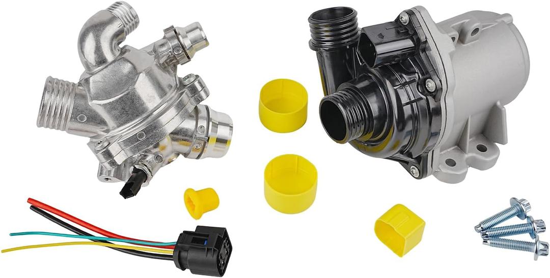 Tykick Aluminum Electric Water Pump Thermostat Kit for BMW 135i 335i xDrive X5 X6 2009 2010 2011 2012 2013 2014 3.0L L6 Replaces 11517632426 11517563659 11517588885 11519455978 11537601158