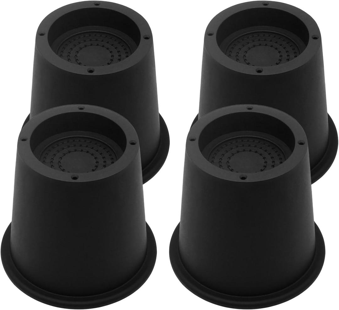 4 Pack Bed Risers Furniture Risers 4 inch Heavy Duty, Bed Lifts Risers for Table, Couch, Desk, Chair Legs, Refrigerator, Bed Frame Risers Supports Up to 3,300 Lbs (Black-trapezoid)