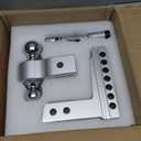 Aircraft Aluminum Adjustable Trailer Hitch for 2 Inch Receiver, Tow Dual Ball 2'' & 2-5/16'' Towing Weight 12,500 LBS, 6'' Drop/Rise, Lightweight/Anti Rust Anti Rattle, Bulletproof Lock Pin