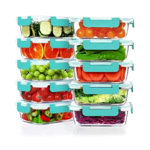 VERONES 10Pack 22OZ Glass Meal Prep Containers, Airtight Glass Lunch Containers Set, Glass Food Storage Containers with Lids, Exclusive of BPA, for Microwave, Oven, Freezer & Dishwasher Friendly, Green