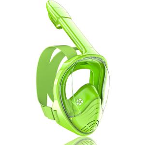QingSong Kids Snorkel Mask Full Face, Snorkeling Set with Camera Mount, Foldable 180 Degree Panoramic View Snorkeling Gear Anti-Fog Anti-Leak (X-Small, Lemon Green)