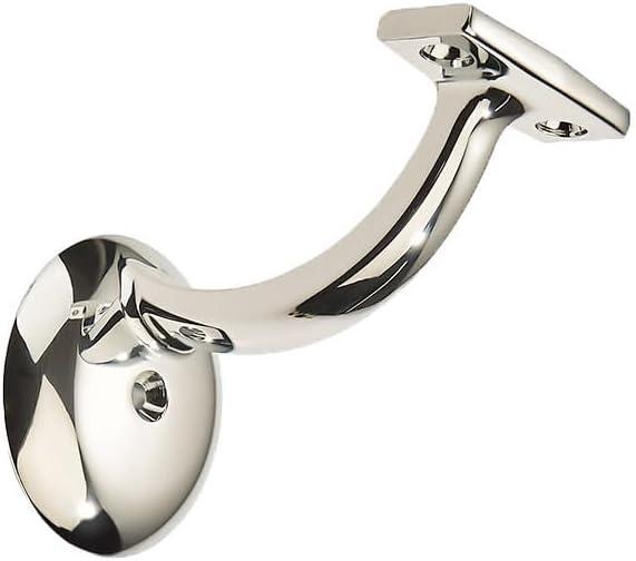 khtumeware 6 Pack Polished Nickel Hand Rail Bracket Heavy Duty Hardware for Stairways, Home or Office Vintage Stair Support Handrail Brackets