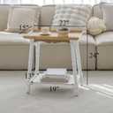 Square Side Table, 2-Tier Storage Shelf, 22x15in, Natural, 15 inches x 22 inches x 23.75 inches