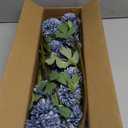 5 Pcs Pompon Mum Artificial Flowers, Dusty Blue Flowers Fake Mini Chrysanthemums Flowers with Stems for Wedding DIY Bouquet Table Centerpieces Floral Arrangements