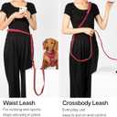 Hands Free Dog Leash Adjustable Versatile Crossbody Waist Dog Leash Reflective Comfortable Padded Handles Shock Absorbing Walking Lead for  Dogs (Super Reflect-Black, S)