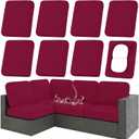 hyha Waterproof Outdoor Cushion Covers for Patio Furniture, Stretch Patio Chair Cushion Slipcovers, Coated UV Resistant Replacement Seat Covers, Solid Color (Wine Red, 8PC)