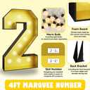 4FT Marquee 2 Numbers, Light Up 2 Glitter Gold Giant Marquee Mosaic Frame Light Up Numbers for 2nd 22 23 26 28 Birthday Party Decorations Mosaic Number 2,DIY Frame Pre-Cut Foam Board Kit