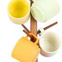 Acacia Wood Mug Holder Tree, 6 Hooks Wooden Mug Organizer for Kitchen Counter & Coffee Bar, Easy to Assemble, Natural Wood Color, Ideal for Small to Medium Mugs