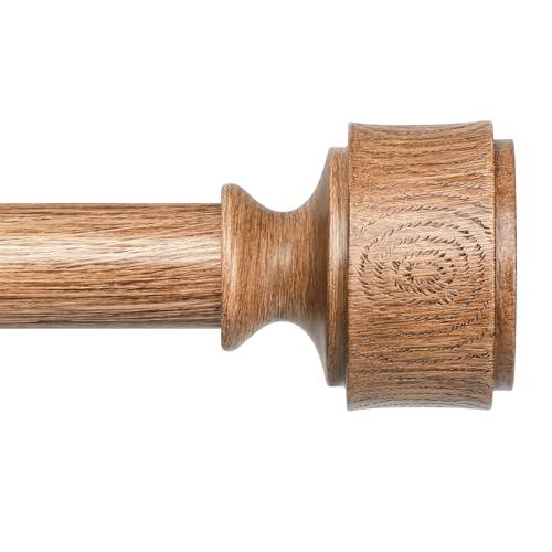 Long Wood Curtain Rods for Windows 66 to 120 Inch, Adjustable Decorative 1'' Heavy Duty Metal Curtain Rod with Modern Faux Wood Grain Finials, Rustic Farmhouse Bedroom Boho Drapery Pole