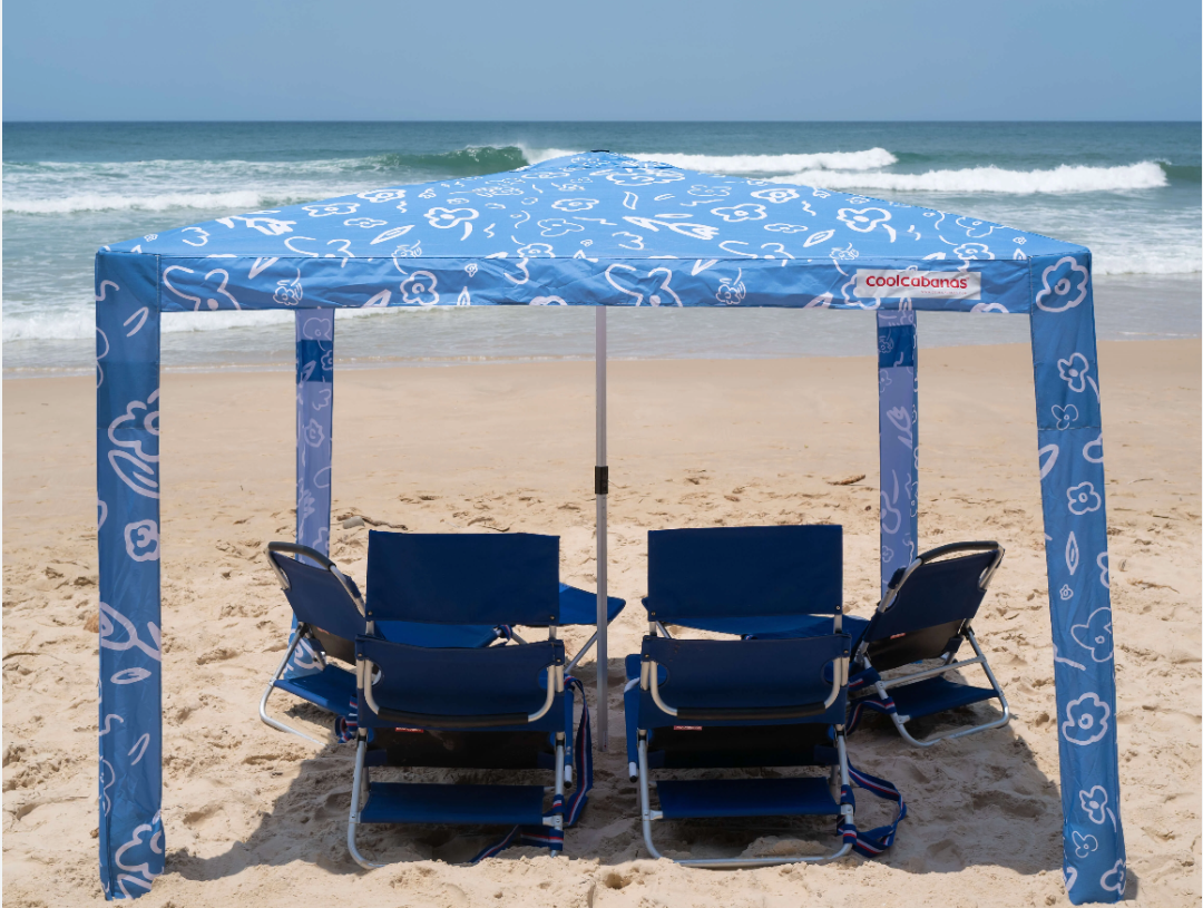 CoolCabana Beach Shade Tent - Easy Setup, UPF 50+ Protection, Large & Medium Sizes, Compact & Wind Resistant - Beach Cabana for The Whole Family - Byron Blue, Medium