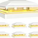 VOLISUN Solar Post Cap Light Outdoor Waterproof 6pack,Solar Fence - Post Lights for 4x4 5x5 6x6 Wooden/Vinyl Post,White Deck Post Cap Light Solar Powered with Warm White for Garden/Patio/Porch