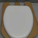 Mayfair Padded Toilet Seat with Chrome Hinges, Soft Vinyl over Wood Core Seat, Made in USA, Elongated, White
