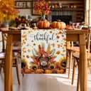 5 x Thanksgiving Table Runner Turkey Cow Table Runners Thankful Fall Kitchen Dining Table Decoration for Home Party Banquet Decor 13x36 Inch