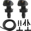 Car Front Windshield Washer Nozzles, Double-Hole Auto Window Water Sprayer Replacement Kit with Fluid Hose & Connectors, Universal for Most Cars (9PCS)