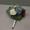 Rinlong 1Pc Fall Wedding Bouquets for Bridesmaids Bride Terracotta Navy Blue Artificial Bridesmaid Bridal Bouquet for Wedding Prom Burnt Orange Navy Blue (one)