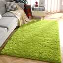 Blivonta Green Rug for Bedroom, 9x12 Fluffy Area Rugs for Kids Playroom, Furry Carpet for Nursery Room, Shaggy Rug for Teen Living Room, Thick Fuzzy Plush Rug for Dorm, Cute Room Decor for Baby
