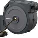Giraffe Tools AW40 Retractable Hose Reel 5/8" x 90 ft Wall Mounted Garden Hose Reel Heavy Duty, Automatic Rewind, 180 Deg Swivel, Any Length Lock, 9 Pattern Nozzle, 90 ft, Dark Grey
