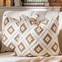 Pack of 2 Decorative Throw Pillow Covers Rhomboid Luxury Super Soft Plush Set Case Cushion for Couch Sofa Bedroom 20 x 20-Inch Tawny Brown