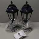 Solar Outdoor Post Lights 2 Pack, Dusk to Dawn Outdoor Column Light with Pier Mount Base, Black Exterior Solar Powered Pole Light for Outside Porch Yard Pathway Driveway