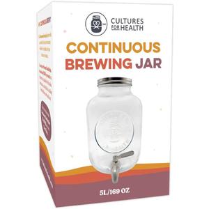 Cultures for Health Continuous Kombucha Brewing Jar with Spigot | 5 Liter Glass Jar with Spout for DIY Fermentation | Long Term Kombucha SCOBY Hotel Jar | Daily Kombucha Tea Probiotic Drink Dispenser
