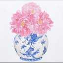 OFlich Pink Peonies Floral Mouse Pad, Blue and White Chinoiserie Square Mouse Pads for Desk, Vintage Mouse Pad, Aesthetic Mouse Pad, Blue Office Supplies, 9.5x7.9 Inch