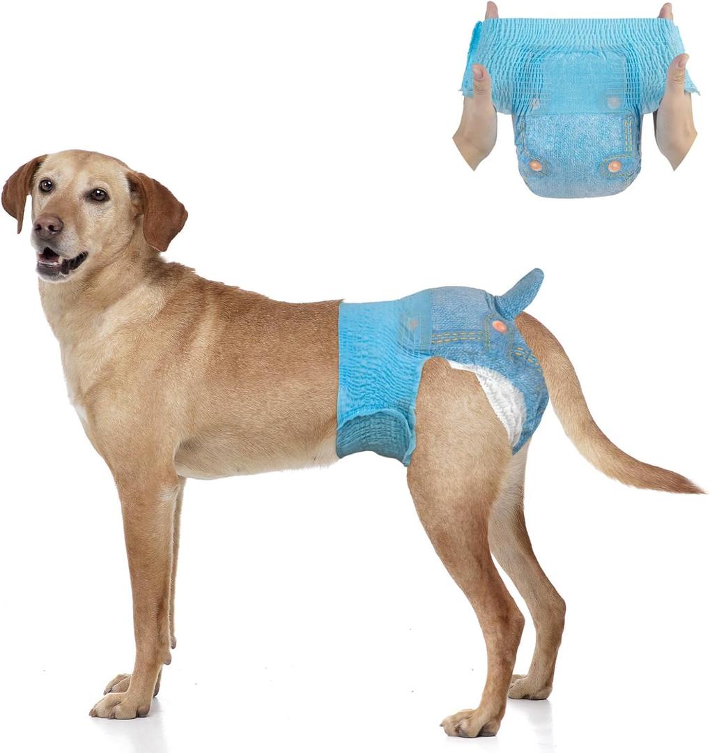 Dono Dog Diapers Female for Large Dogs with Stretchy Waist, Disposable Full Wrap Puppy in Heat Period Diapers, 360 Leak-Proof Super Absorbent Doggie Small Medium