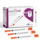 GLUCO-CARE 0.5ml /cc Syringes 30G x 1/2’’ (12.7mm), Orange Cap, Transparent