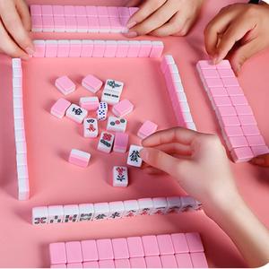 Traditional Mini Chinese Mahjong Board Game Travel Party Family Game Gift 144 Melamine Tiles Game Set for Adults,Families and Kids Ages 8 and Up(Size: 241612mm) (Dark Green)