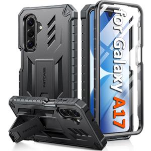 FNTCASE for Galaxy A17-5G Phone Case: for Samsung Galaxy A17 with [Built-in Screen Protector & Kickstand] [Military-Grade Drop Protection] Heavy Duty Protective Shockproof TPU Cell Phone Cover (Black)