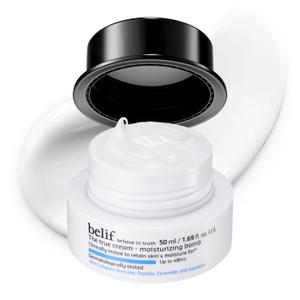 belif Moisturizing Bomb  Daily Ceramide Moisturizer with Peptide & Squalane, 48hr Hydration & Anti-Aging Cream, Milky & Lightweight, Restores Skin Barrier, Korean Skincare, 1.68 fl oz (50ml)