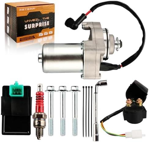 3 Bolt 12 Teeth Starter & Relay & CDI & Spark Plug for 50cc 70cc 90cc 100cc 110cc 125cc Chinese ATV Go Kart Dirt Bike Quad 4 Wheelers， for TaoTao Jonway SunL Roketa SSR Most Chinese Brands (Silver)