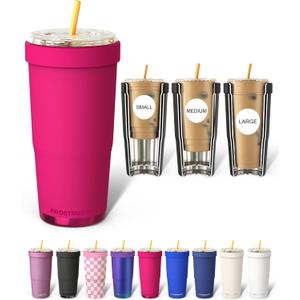 Frost Buddy Togo Buddy | 30 oz Stainless Steel Vacuum Insulated Tumbler | To Go Coffee Cup Iced Coffee Cups, Iced Coffee Sleeve, Travel Mug, Thermal Cup for Hot & Cold Drinks, Dunkin Cup (Berry)