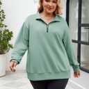 Chulianyouhuo Womens Plus Size Half Zip Pullover Long Sleeve Oversized Sweatshirt Drop Shoulder Hoodie Teen Girls Y2K Clothes Lakegreen, 5XL