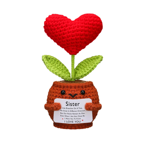 Sister Gifts Handmade Crochet Doll with Card Crochet Present for Sisters Sis Big Little Sister Birthday Wedding Home Decor(Heart)