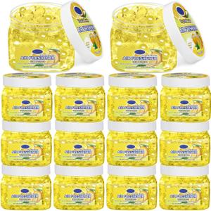 12 Pcs Gel Air Freshener Bulk Odor Gel Eliminator Beads 8 oz Long Lasting Air Freshener Beads Eliminates Odors in Home Bathrooms, Cars, Boats, Rvs and Pet Areas(Lemon)