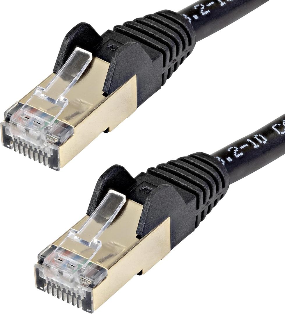 StarTech.com 6ft CAT6a Ethernet Cable - 10 Gigabit Shielded Snagless RJ45 100W PoE Patch Cord - 10GbE STP Network Cable w/Strain Relief - Black Fluke Tested/Wiring is UL Certified/TIA (C6ASPAT6BK)