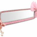 Car Rearview Mirror with Cute Bow-knot Rhinestone Car Interior Rearview Mirror Decoration for Girls Bling Auto Accessories - Pink 1
