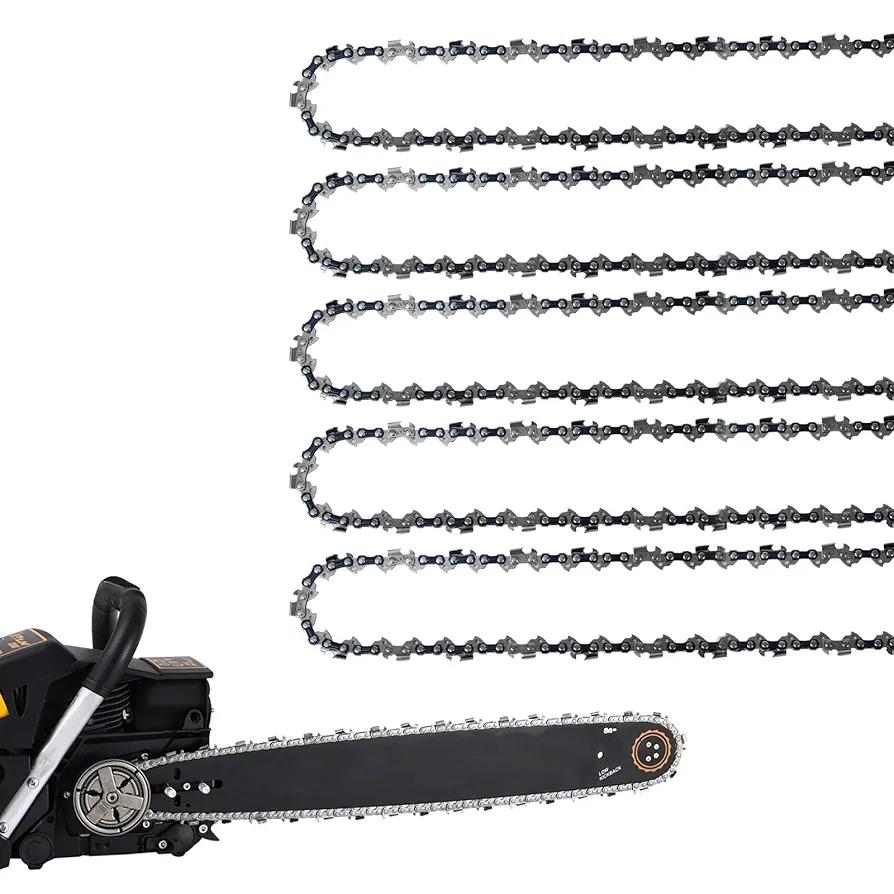 5 Pack 18 Inch Chainsaw Chain 62 Drive Links .050" Gauge, 3/8" Pitch Replacement Chains Compatible with Ryobi, Kobalt, Echo, Poulan, Craftsman and more