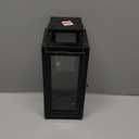 Metal Candle Lantern 12'' High Decorative Outdoor Lantern Hanging Lantern with Tempered Glass for Christmas Home Decor Living Room Parties Events Tabletop Indoors Outdoors (Black Matte)