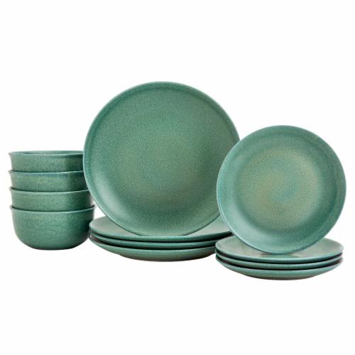 Tabletops Gallery 12 Piece Madison Dinnerware Set Plates Bowls for Indoor Outdoor Use, Service for 4