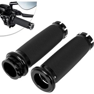 Benlari Chrome 1 Inch Motorcycle Hand Grips Handlebar Grips Cable Throttle Compatible for Harley Davidson Sportster Touring Dyna Softail Street Glide 883 1200