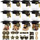Dunzoom 12 Pcs 2026 Graduation Party Favors Candy Gift Boxes Clear Mini Graduation Cap Jars with Tassel Congrats Grad Cap Box with Cards Rope for College Graduate Party Decor(4.7 3.6 6.4 Inch)