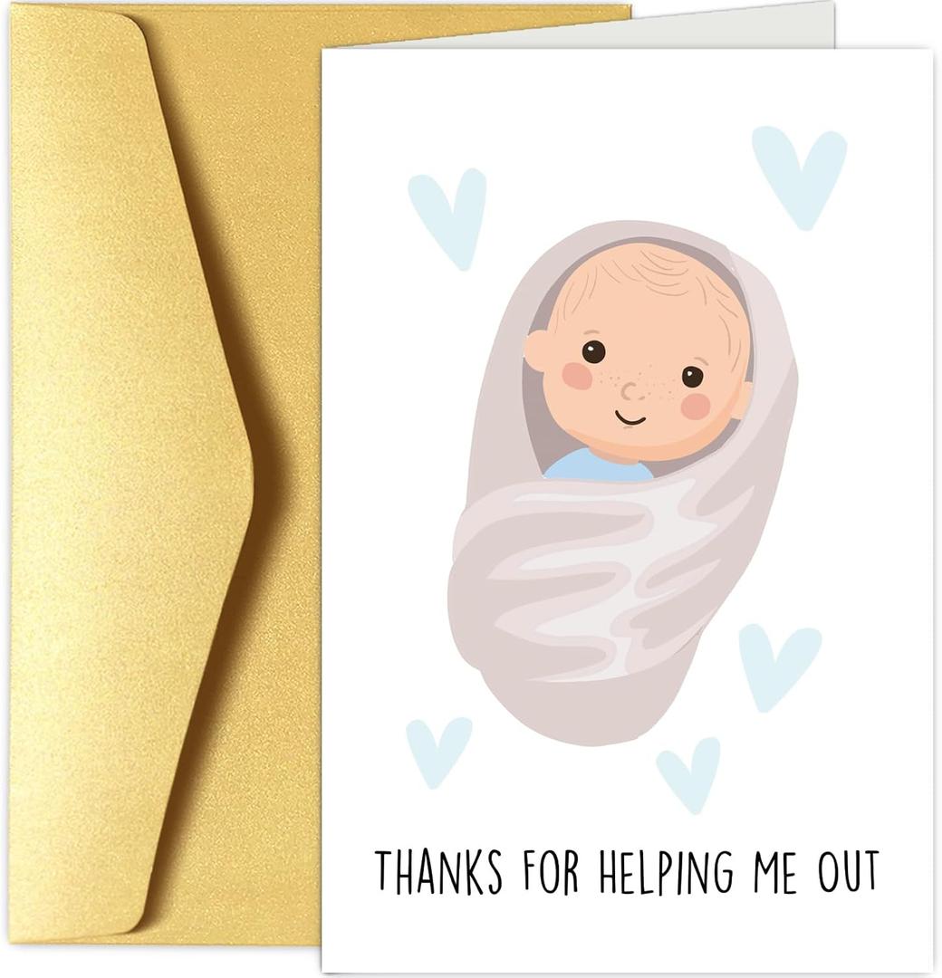 Chenive Thank You Card for Midwife OB Nurse Obstetrician, Doula OBGYN Appreciation Card, Labor and Delivery Doctor Gift, Thanks for Helping Me Out Greeting Card
