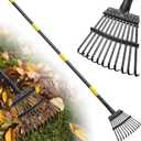 Rake for Leaves: Small Metal Garden Rake, 8.5" Wide, 11 Metal Tines,Heavy Duty Lightweight Kids Leaf Rakes for Small Lawn Yard Shrub,Tight Spot Garden Bed Leaf Debris Picking Cleaning, 60 Long Handle