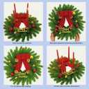 2 x Candlestick Wreath, Christmas Advent Center Decoration, 20 inch Candlestick Green Wreath Decoration, Suitable for Indoor Home and Church Dining Tables